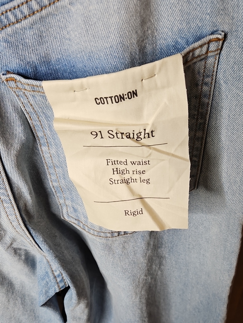 Cotton On 91 Straight Light Wash Jeans Size 26 New with tags - Picture 4 of 8